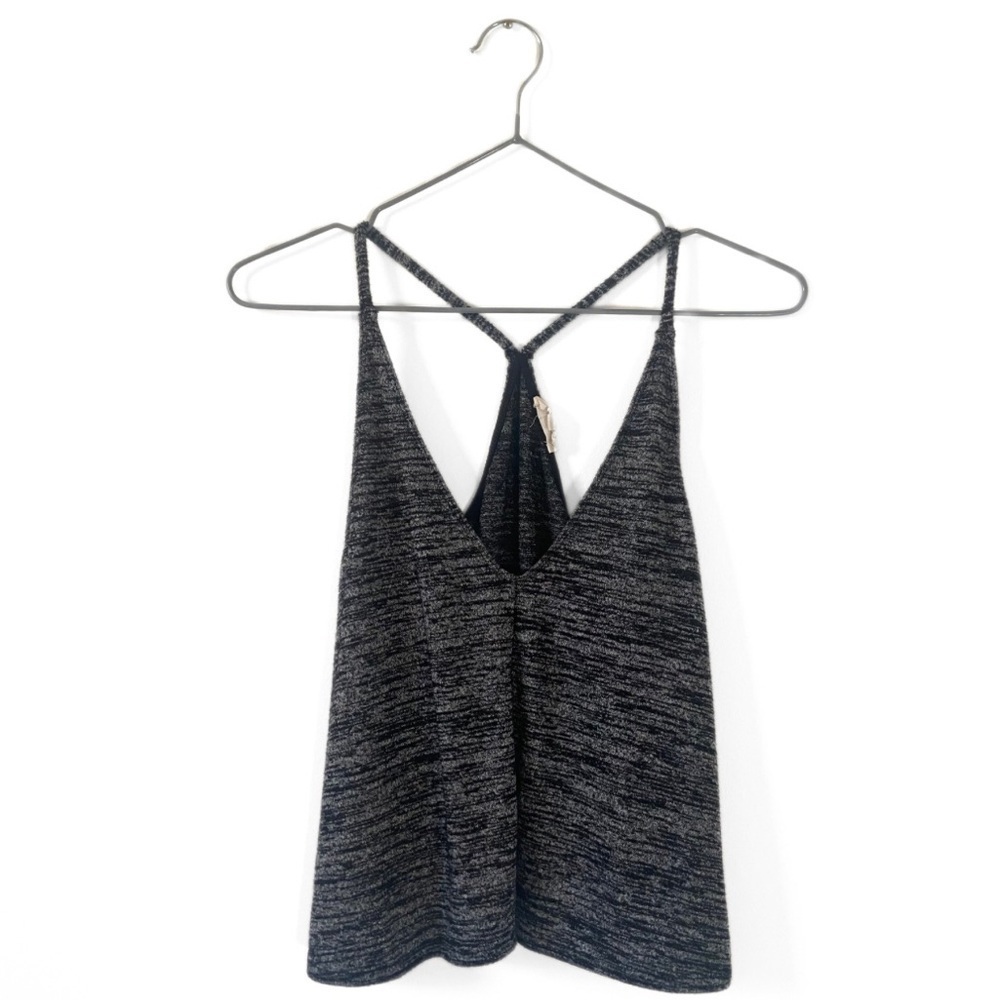 Wilfred Free | Aritzia Grey Marled Racer-Back V-Neck Flowy Tank Top Size XXS